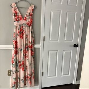 Lulus Garden Meandering Pink Floral Maxi Dress Size Small